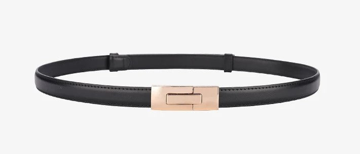 Sable Line: Cinturón fino de piel de vaca suave para mujer