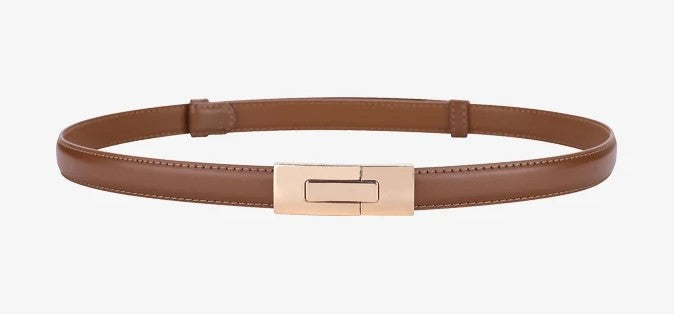 Sable Line: Cinturón fino de piel de vaca suave para mujer