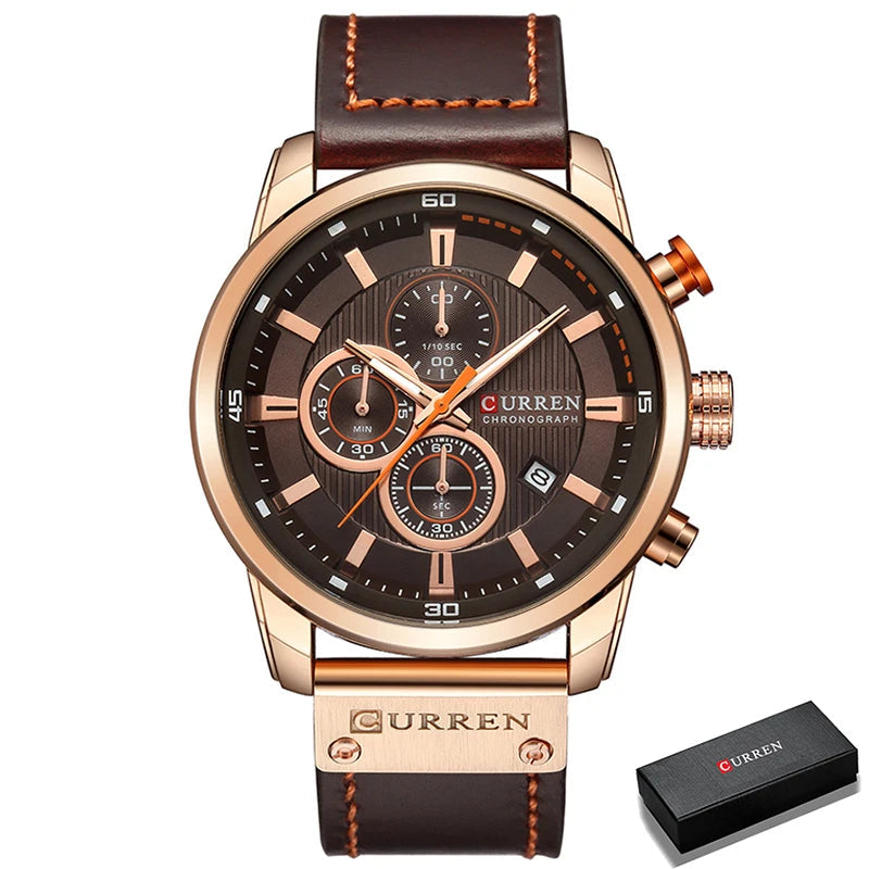 Command Chrono: Leather Chronograph Sports Watch for Men