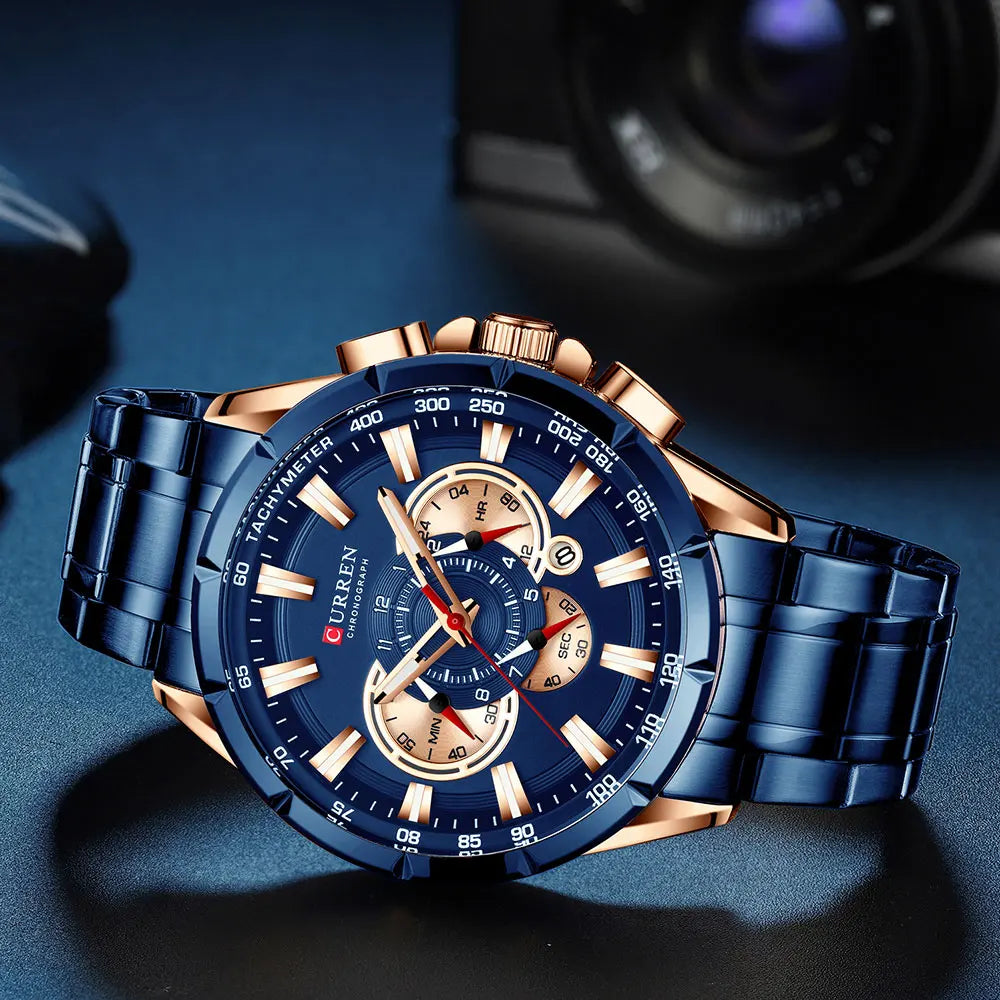 Steelmaster Chrono: Stainless Steel Chronograph Sports Watch for Men