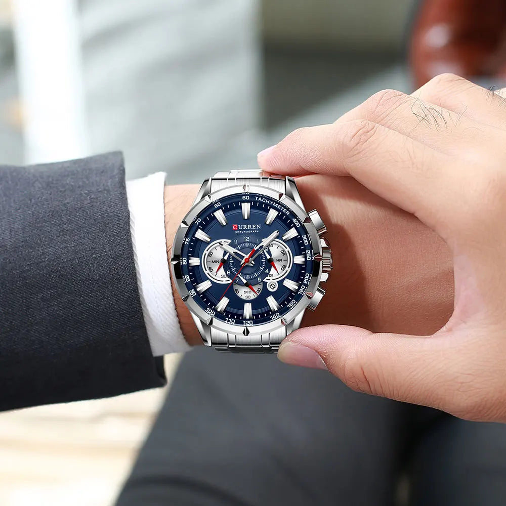 Steelmaster Chrono: Stainless Steel Chronograph Sports Watch for Men