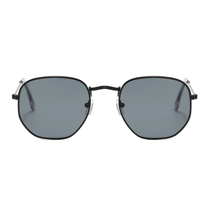 Midnight Frame: Retro Square Metal Sunglasses