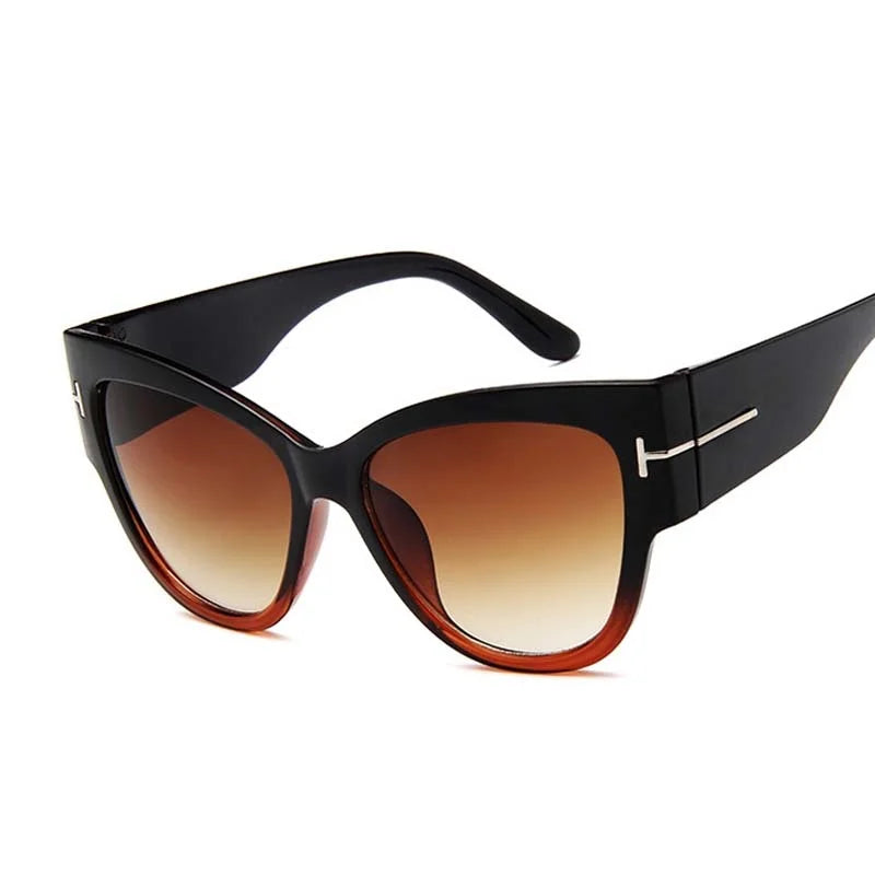 Velvet Glance: Retro Cat Eye Gradient Sunglasses