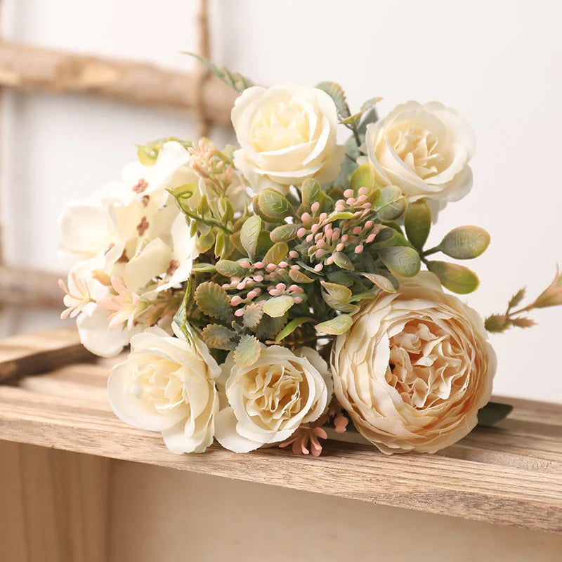 Ivory Bloom: White Silk Rose Bouquet