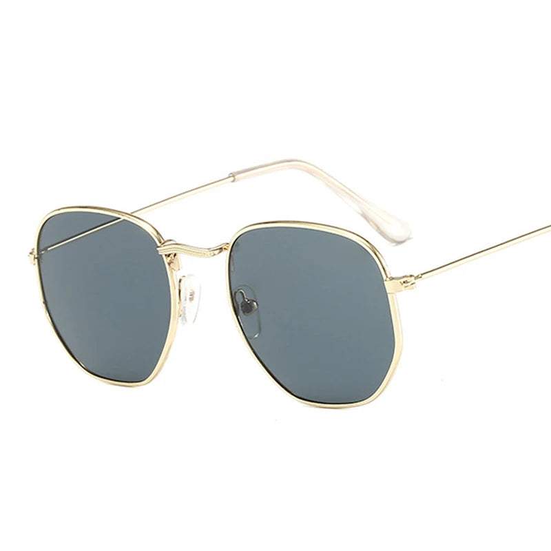 Midnight Frame: Retro Square Metal Sunglasses