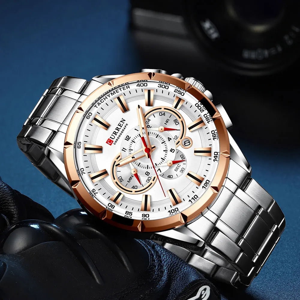 Steelmaster Chrono: Stainless Steel Chronograph Sports Watch for Men