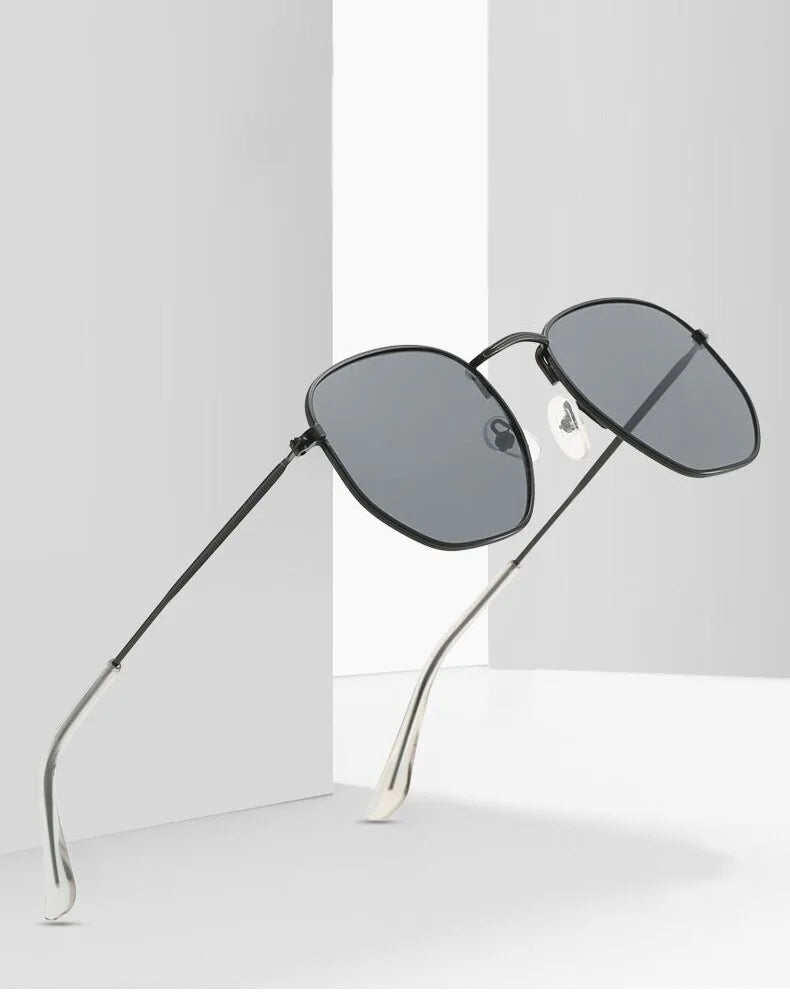 Midnight Frame: Retro Square Metal Sunglasses