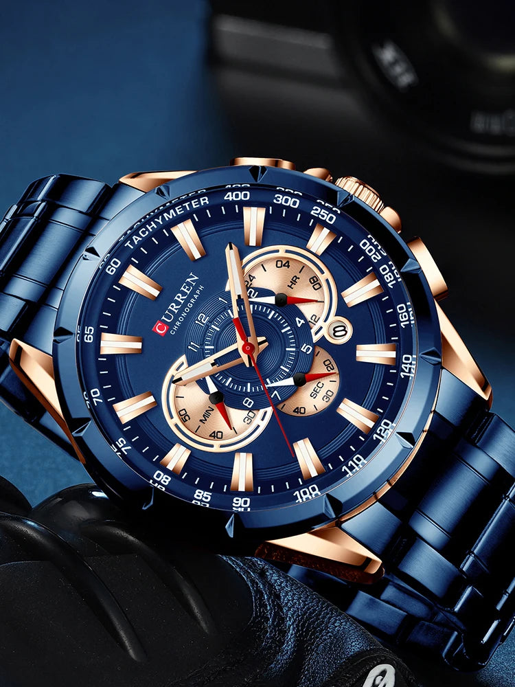 Steelmaster Chrono: Stainless Steel Chronograph Sports Watch for Men