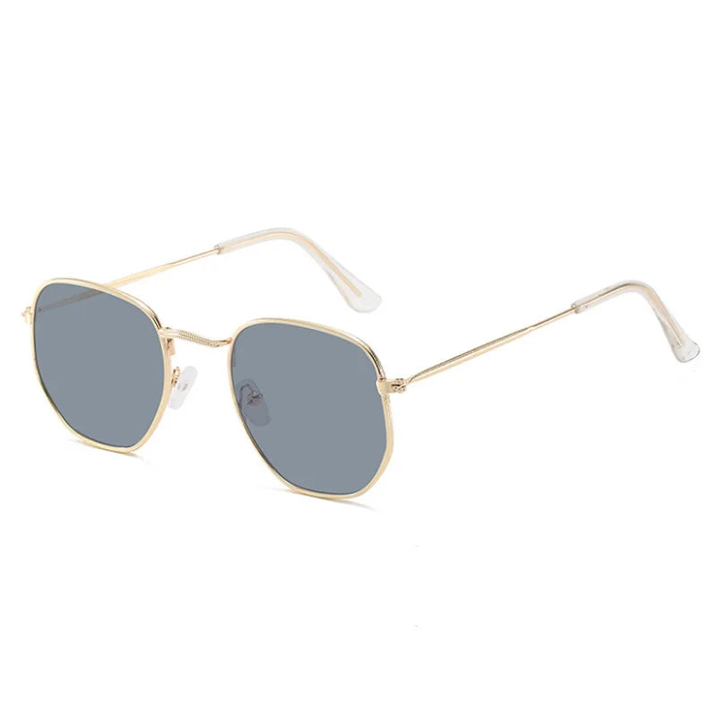 Midnight Frame: Retro Square Metal Sunglasses