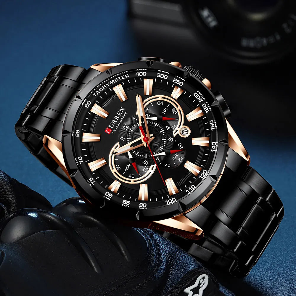 Steelmaster Chrono: Stainless Steel Chronograph Sports Watch for Men