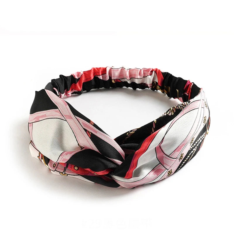 Boho Crown: Vintage Cross Turban Headband with Rhinestone Detail