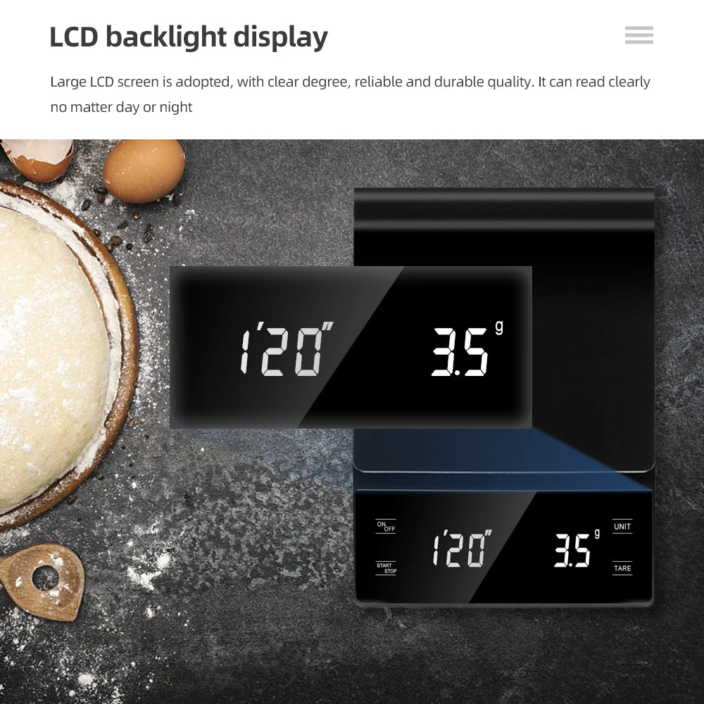 Digital Coffee Scale with Timer (3kg / 0.1g)