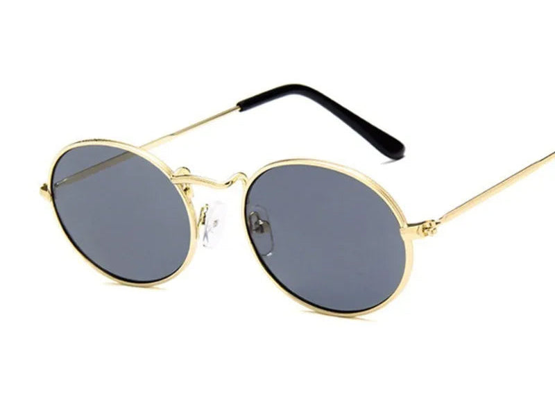 Blush Metal: Pink Oval Mirror Sunglasses for Women