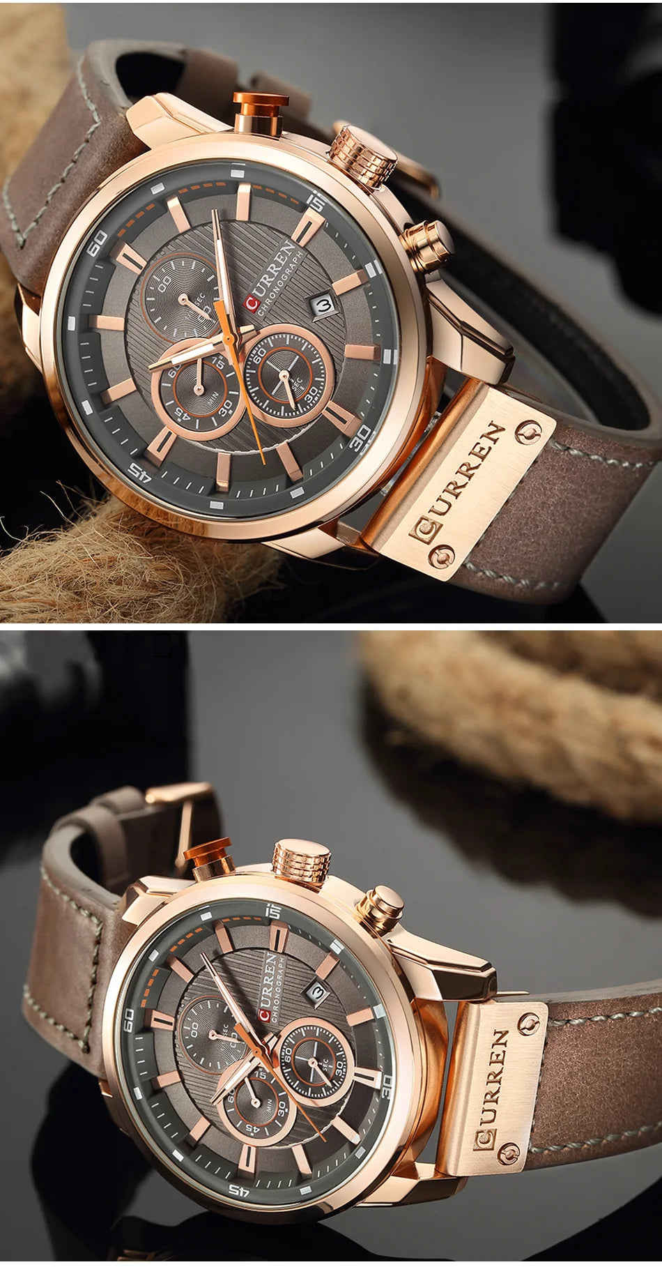 Command Chrono: Leather Chronograph Sports Watch for Men