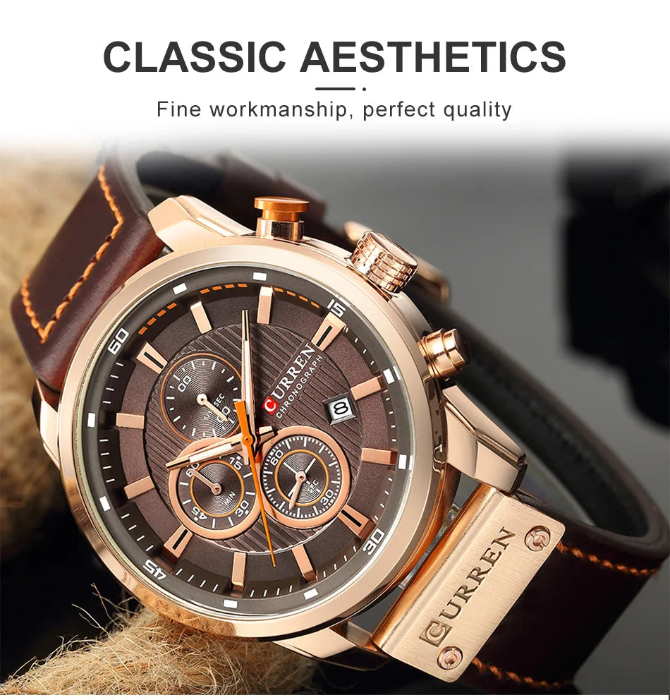 Command Chrono: Leather Chronograph Sports Watch for Men