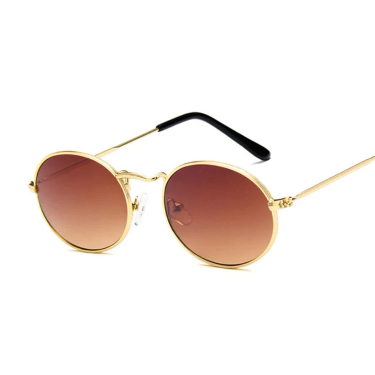 Blush Metal: Pink Oval Mirror Sunglasses for Women