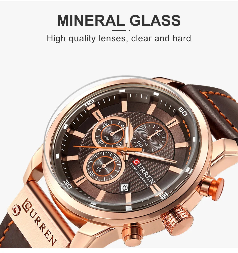 Command Chrono: Leather Chronograph Sports Watch for Men