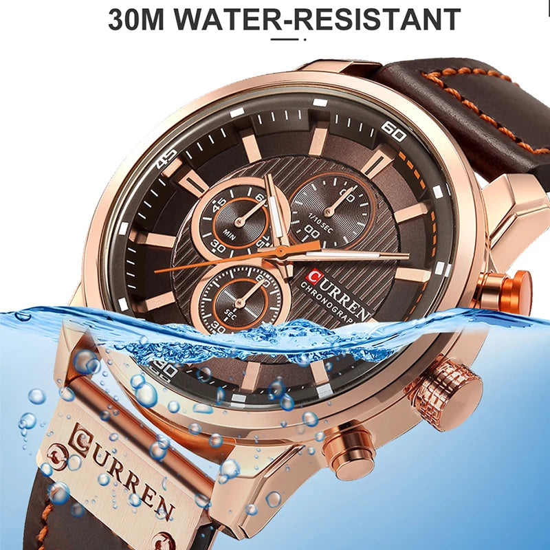 Command Chrono: Leather Chronograph Sports Watch for Men