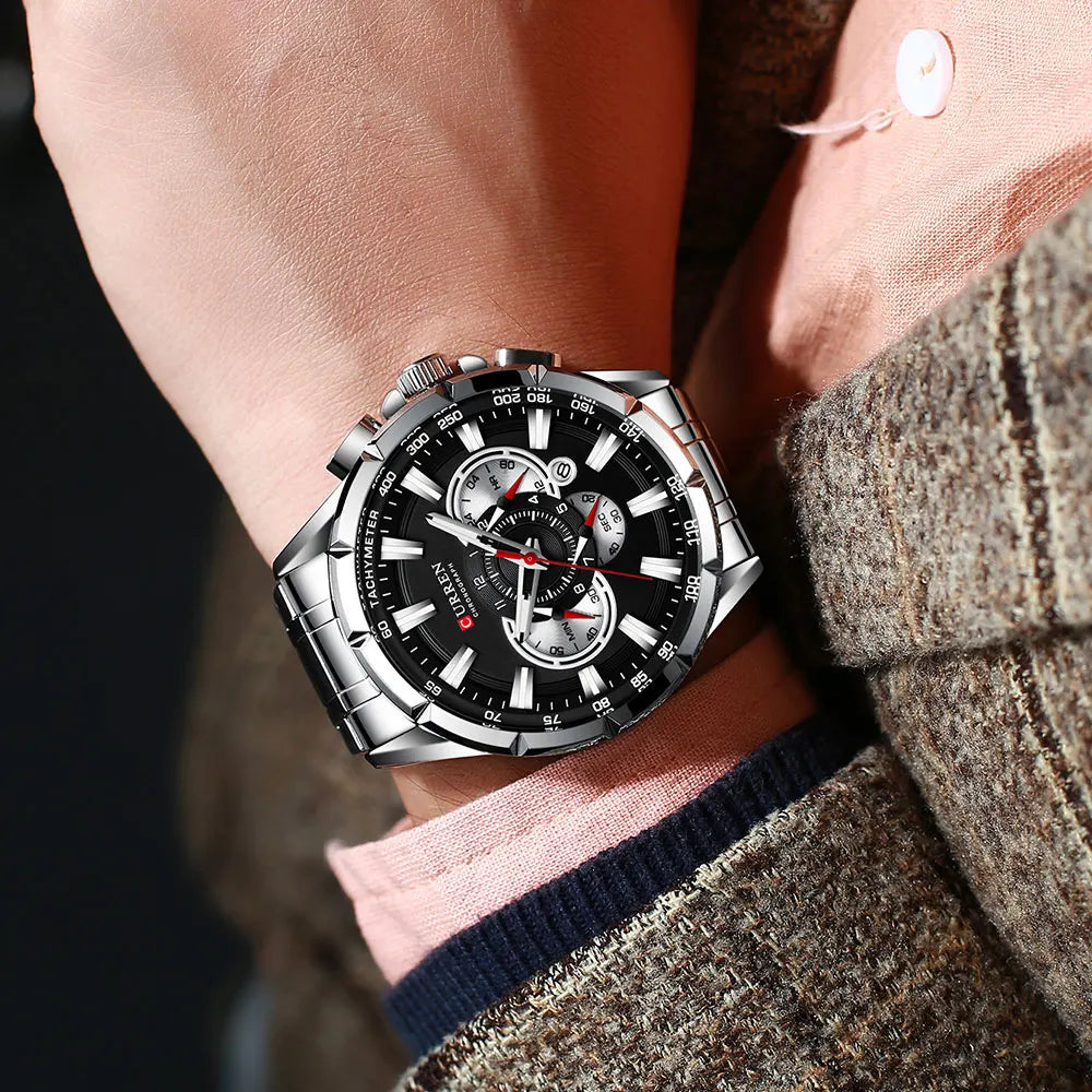 Steelmaster Chrono: Stainless Steel Chronograph Sports Watch for Men