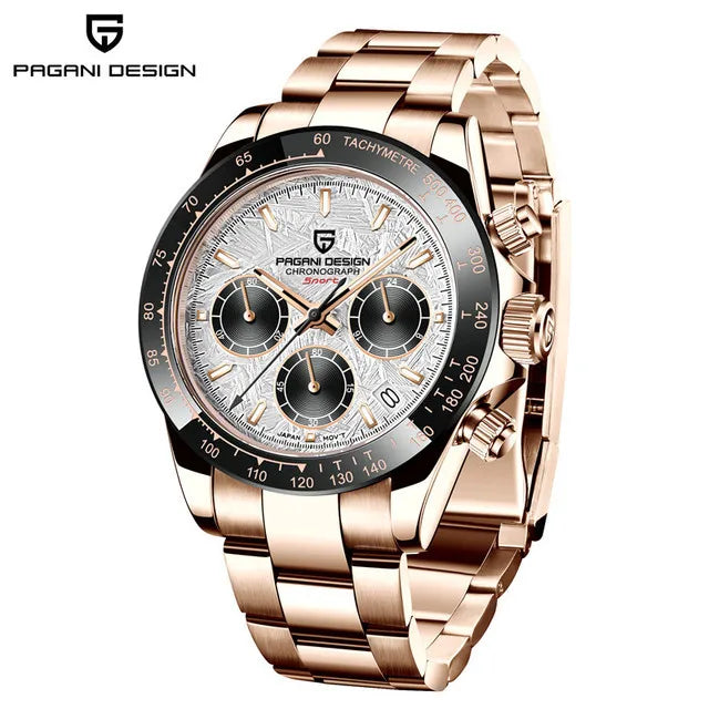 Sapphire Chrono: 40mm Stainless Steel Quartz Sports Watch