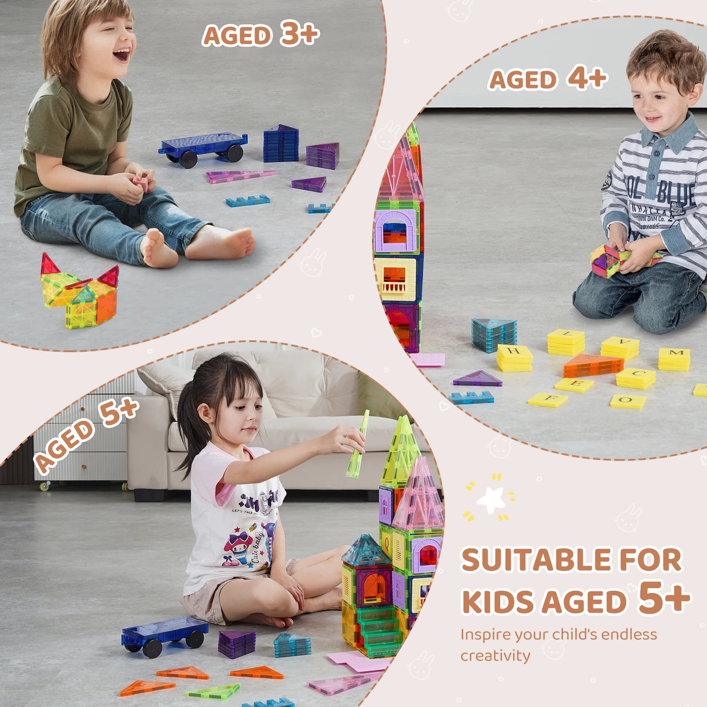 MagnetLab 121: 121-Piece Magnetic Tiles STEM Set (Ages 3–8)