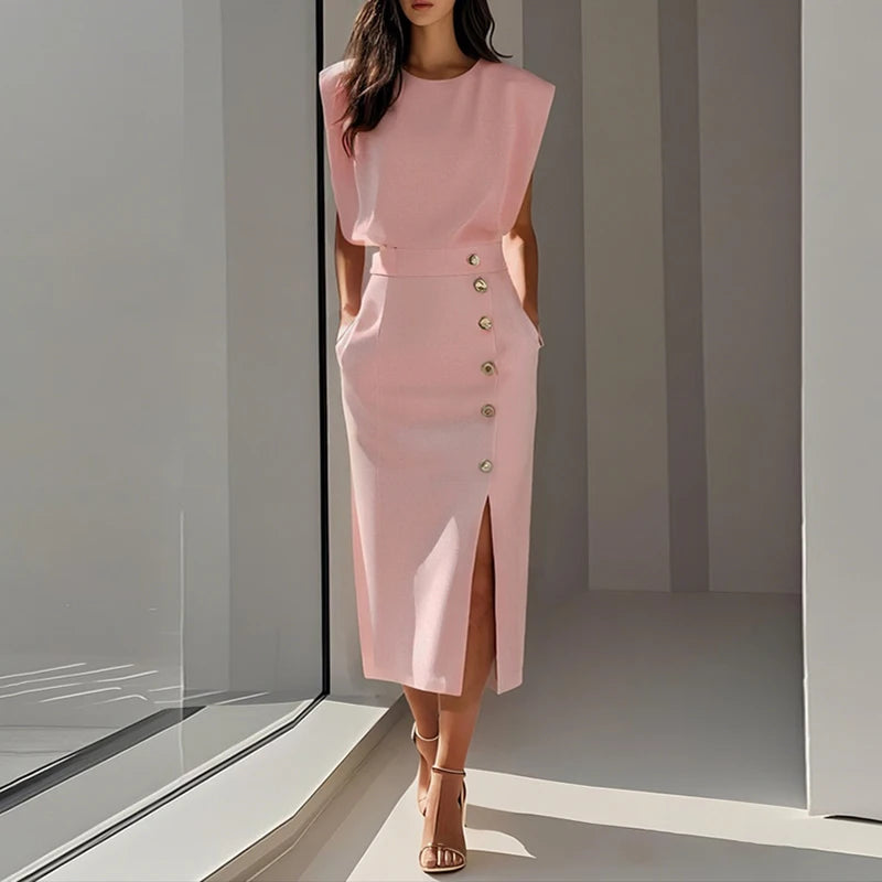 Women's Slim Fit Sleeveless Dress – Elegant Office-to-Event Look