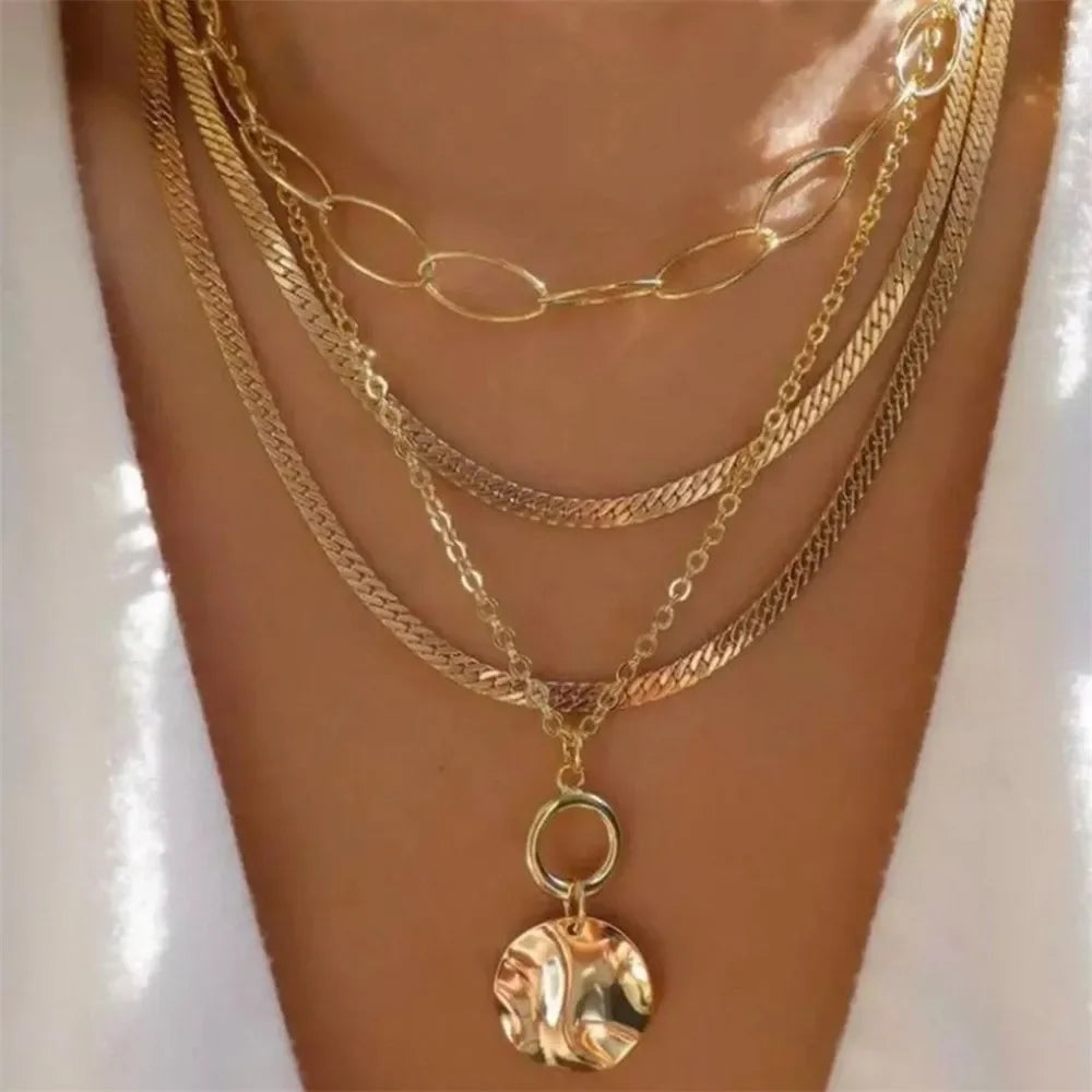 Gilded Rebel: Vintage Punk Coin Pendant Necklace