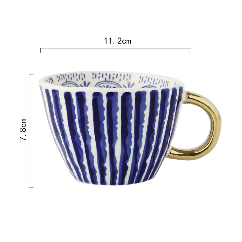 Golden Form: Geometric Hand-Painted Mug