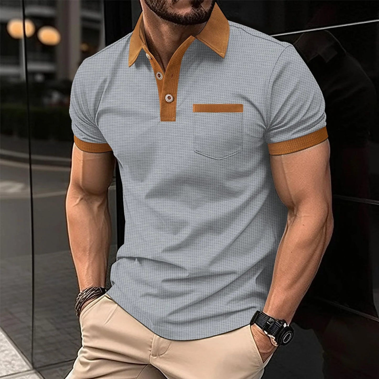 Men’s Waffle Polo Shirt – Texture Meets Simplicity