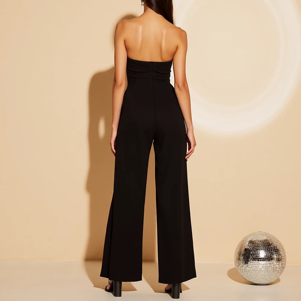 Women's Off-Shoulder Bowknot Jumpsuit – Elegant Spring Workwear Look