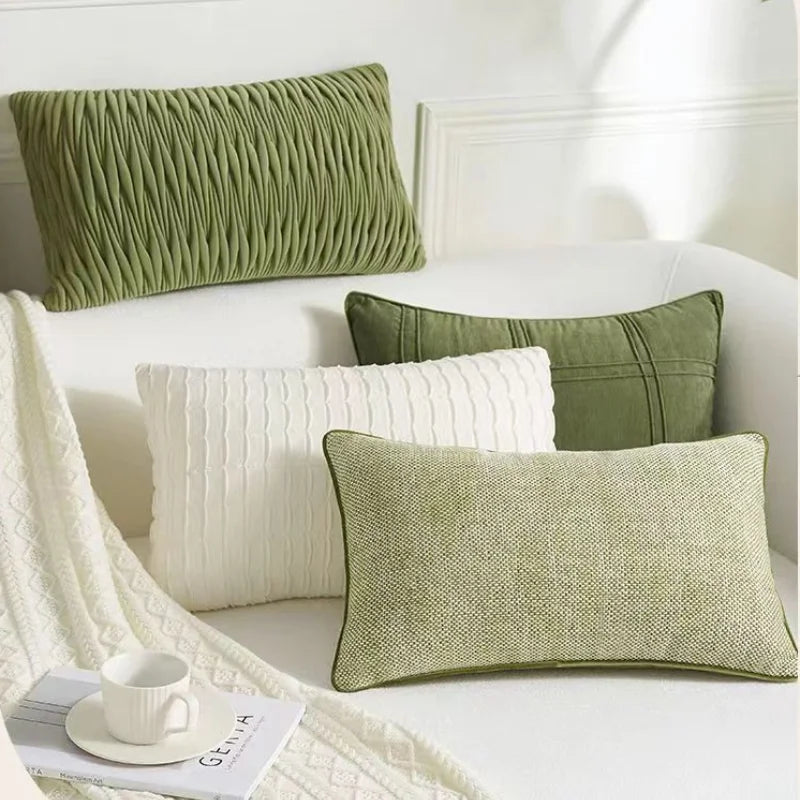 Verdant Line: Light Luxury Geometric Pillow Cover