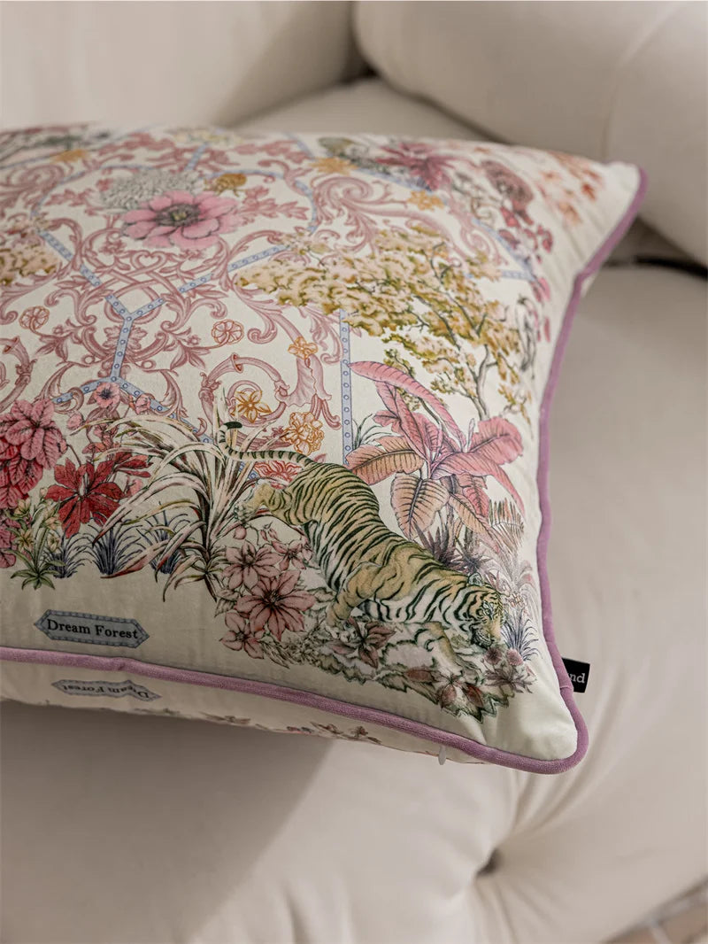 Vintage Floral Velvet Throw Pillow Covers Home Art Deco Pillowcase Square Pillow Case Cushion Cover for Bed Sofa Living Room Car