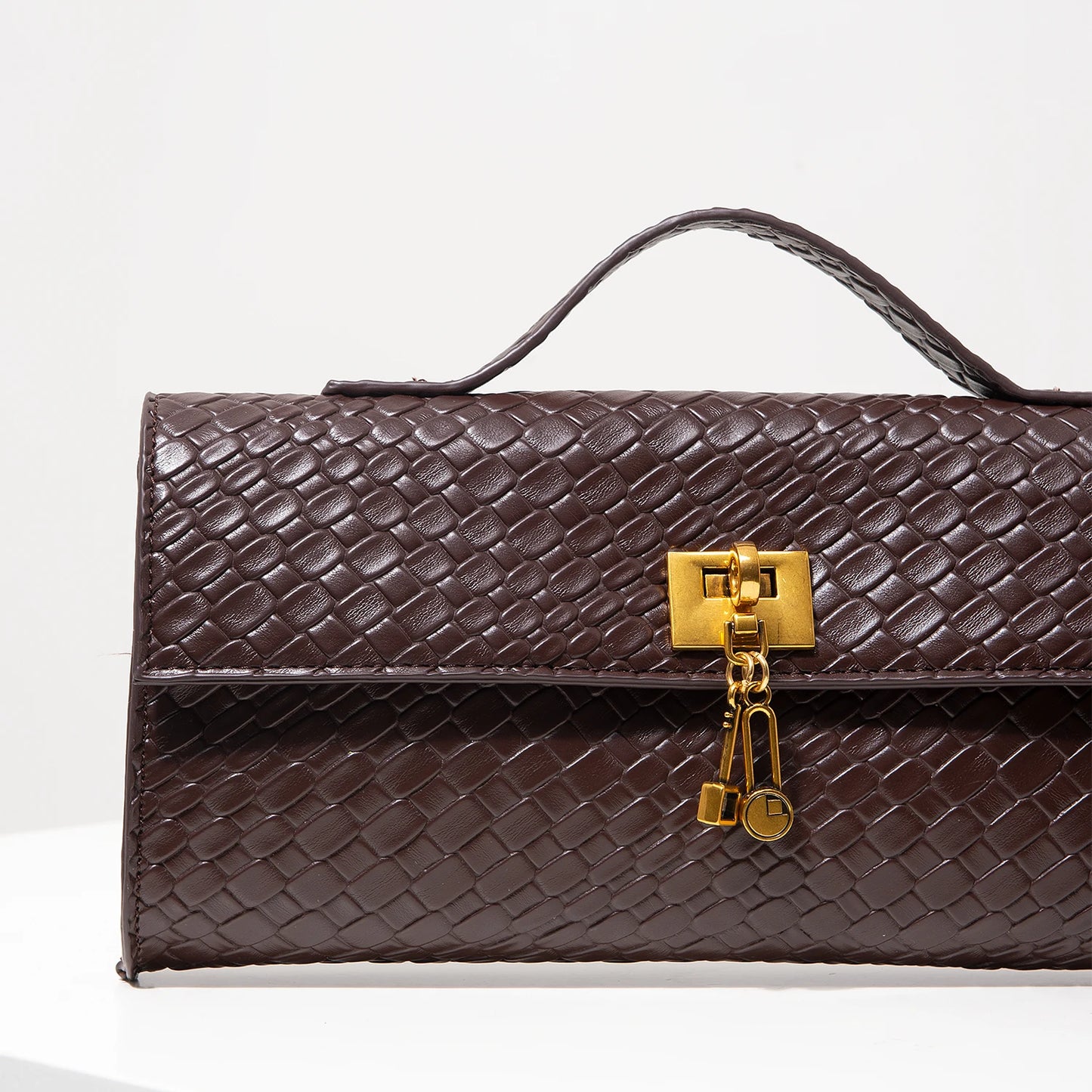 Vintage Faux Leather Woven Baguette Bag, Flap Women Clutch,Elegant Evening Bag,Burgundy Purse,Lady Dress Party,Wedding Item(Random Pattern)