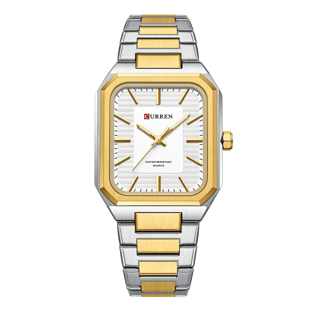 Edge Time: Rectangular Stainless Steel Business Watch for Men