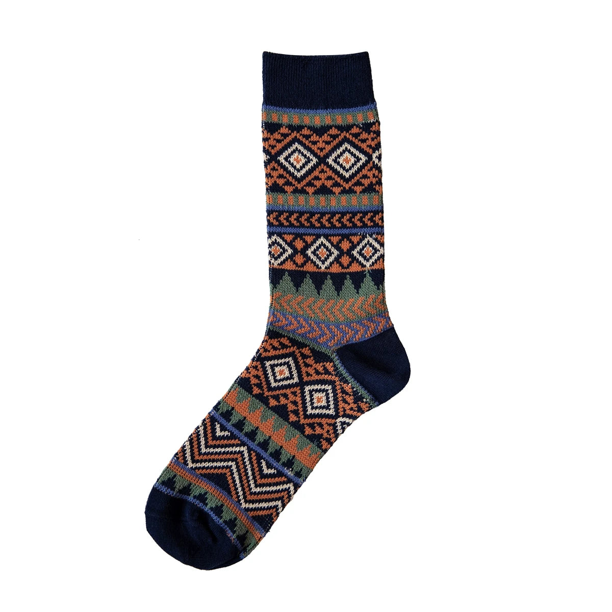 5 Pairs Red Tornado Retro Ethnic Style Pattern Jacquard Crew Socks For Boots