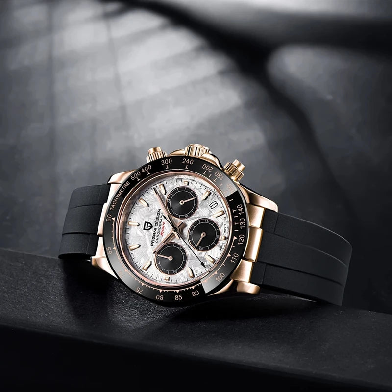 Sapphire Chrono: 40mm Stainless Steel Quartz Sports Watch