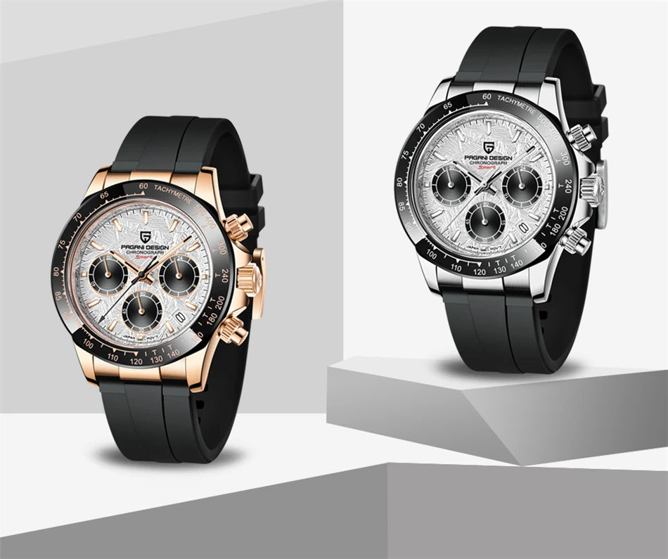 Sapphire Chrono: 40mm Stainless Steel Quartz Sports Watch