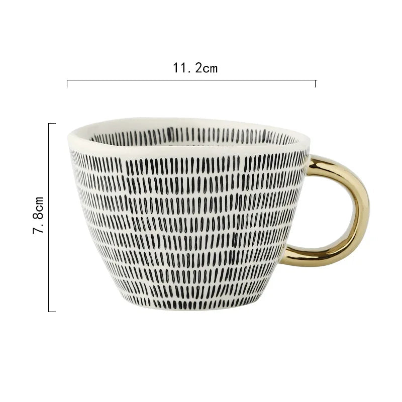Golden Form: Geometric Hand-Painted Mug
