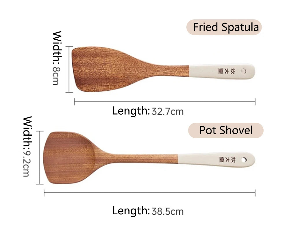 COOKER KING Ebony Wood Spatula Non Stick Pan Special Stir Fry Spatula Heat-Resistant Spatula Rice Soup Spoon Cooking Utensils