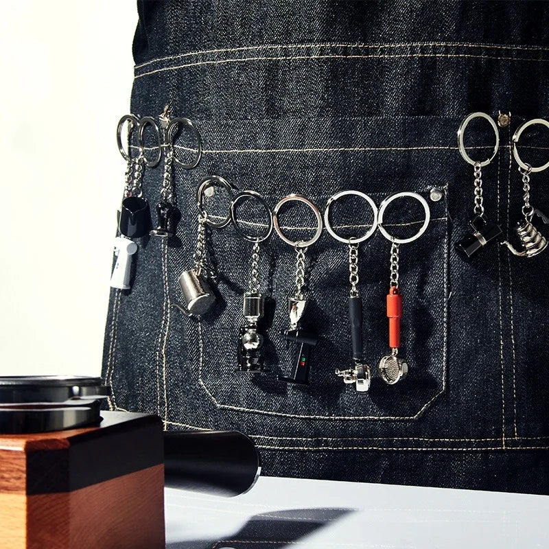 Coffee Supplies Keychain Mini Tamper Keychain Portable Fashionable Zinc Alloy Coffee Keychain Decoration Gift for Coffee Lovers