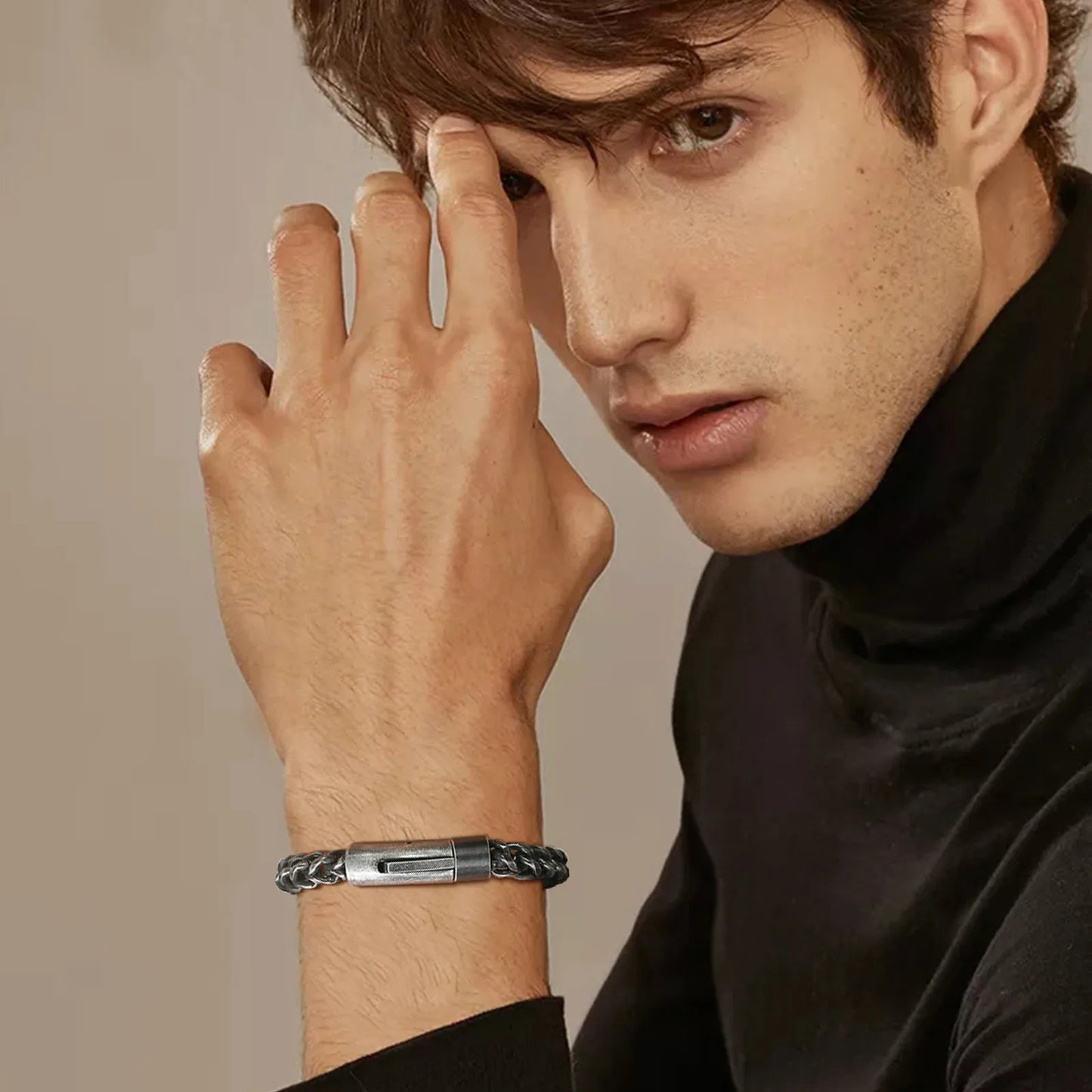 Twin Forge: Vintage Double-Layer Steel Bracelet for Men