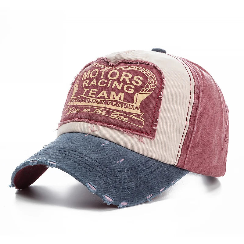 2025 High Quality Washed Cotton Damage Baseball Cap Motor Snapback Hat Hip Hop Dad Hats For Men Women Grinding Multicolor Bone