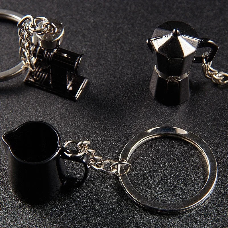 Coffee Supplies Keychain Mini Tamper Keychain Portable Fashionable Zinc Alloy Coffee Keychain Decoration Gift for Coffee Lovers