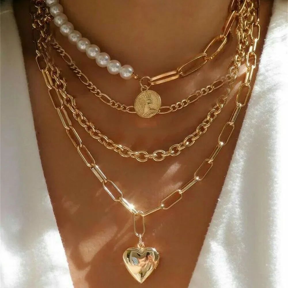 Gilded Rebel: Vintage Punk Coin Pendant Necklace