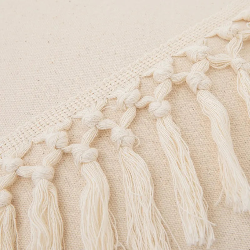 Woven Calm: Tassel Cotton-Linen Pillow Cover