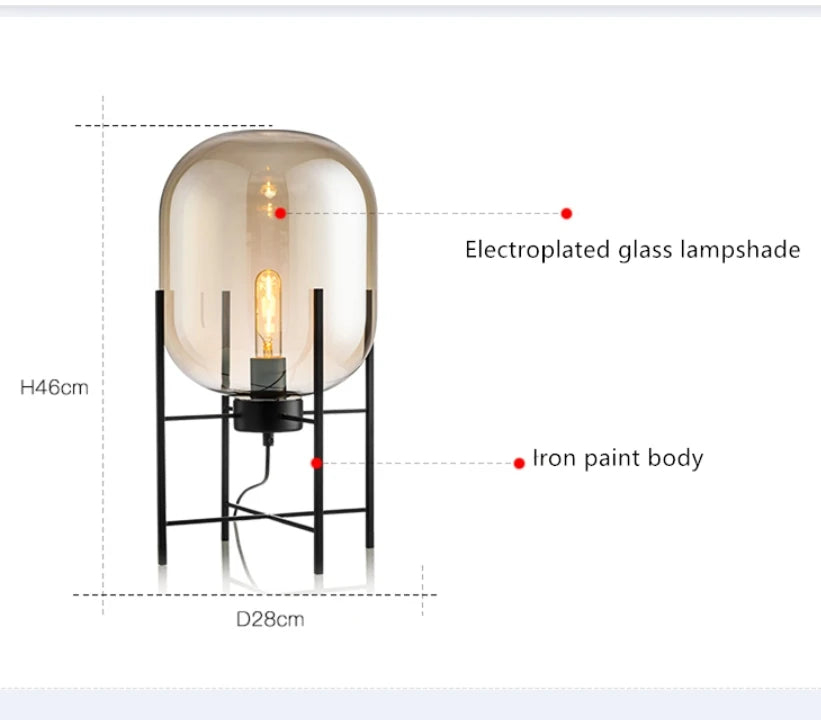 Lámpara de mesa nórdica posmoderna E27, lámpara de mesa de cristal para sala de estar, dormitorio, estudio, escritorio, decoración, luces para el hogar, lámpara de noche