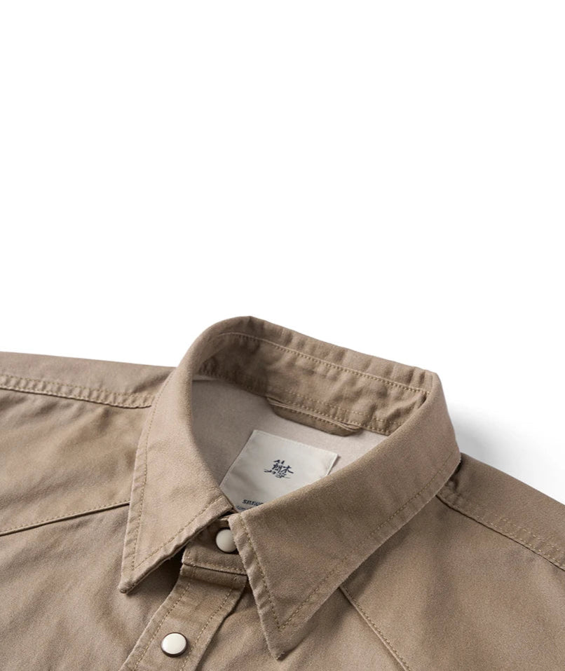 Men's Oversized Western-Style Shirt – Washed Fabric, Rugged Appeal