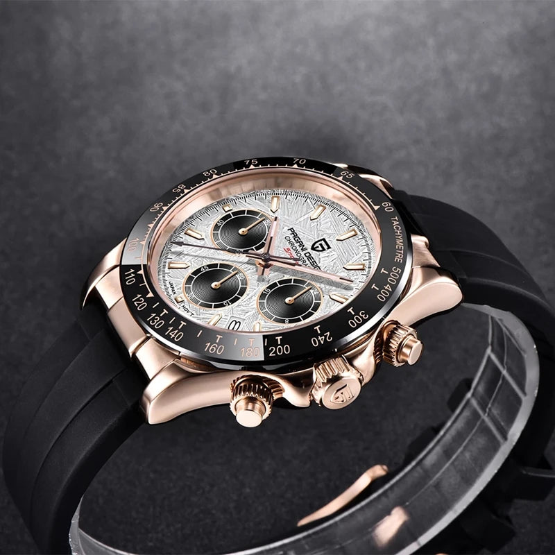 Sapphire Chrono: 40mm Stainless Steel Quartz Sports Watch