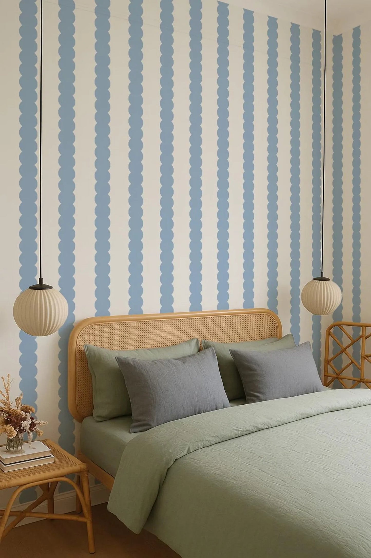 Blue Abstract Bubble Lines Wallpaper