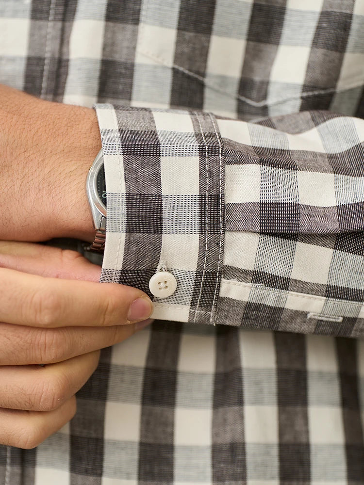 Men's Oversized Plaid Linen-Cotton Shirt – Lightweight Comfort With Classic Style